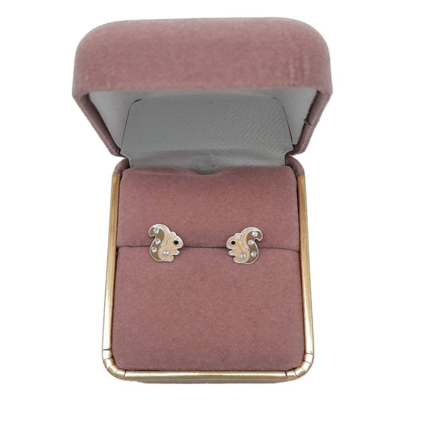 Crystal Squirrel Sterling Silver Earring