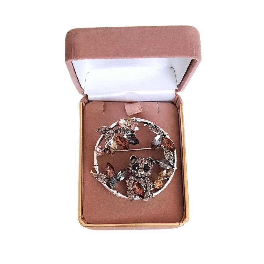 Crystal Teddy Coloured Ladies Brooch
