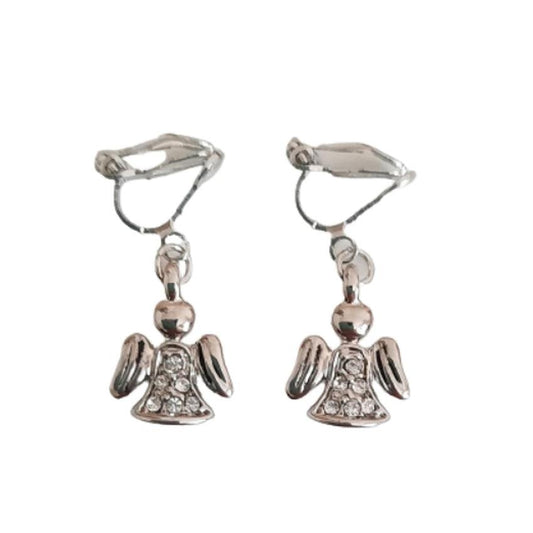 Cubic Zirconia Angel Clip On Earrings