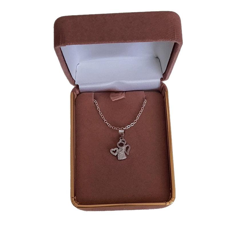 Cubic Zirconia Angel Holding a Heart Pendant