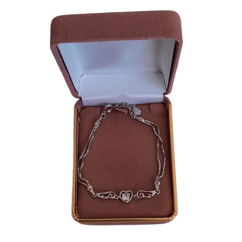 Cubic Zirconia Angel Wing Silver Bracelet