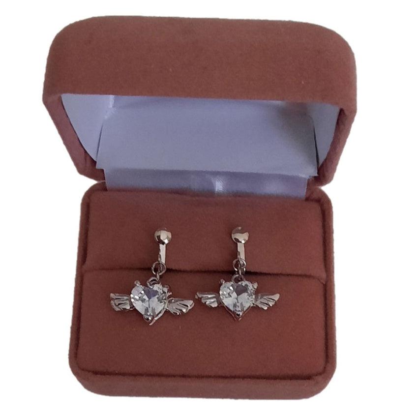 Cubic Zirconia Angel Wings Clip On Earrings