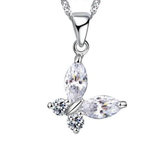 Cubic Zirconia Butterfly Girls Necklace