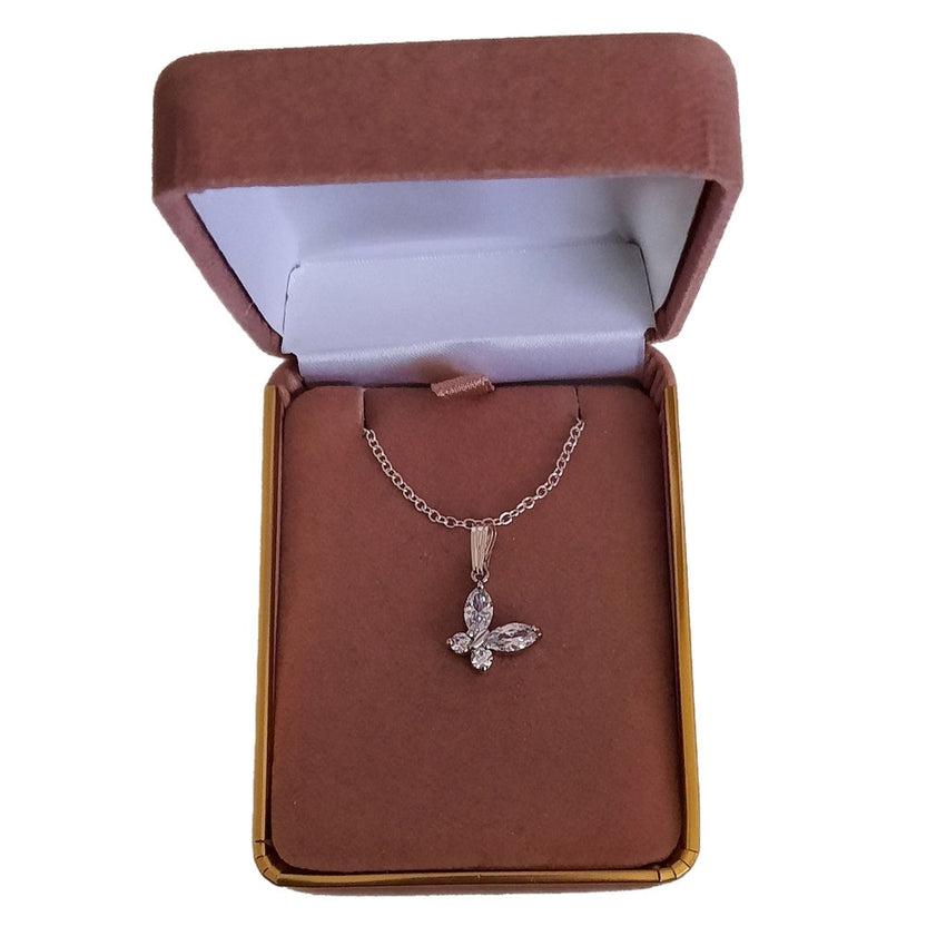 Cubic Zirconia Butterfly Girls Necklace