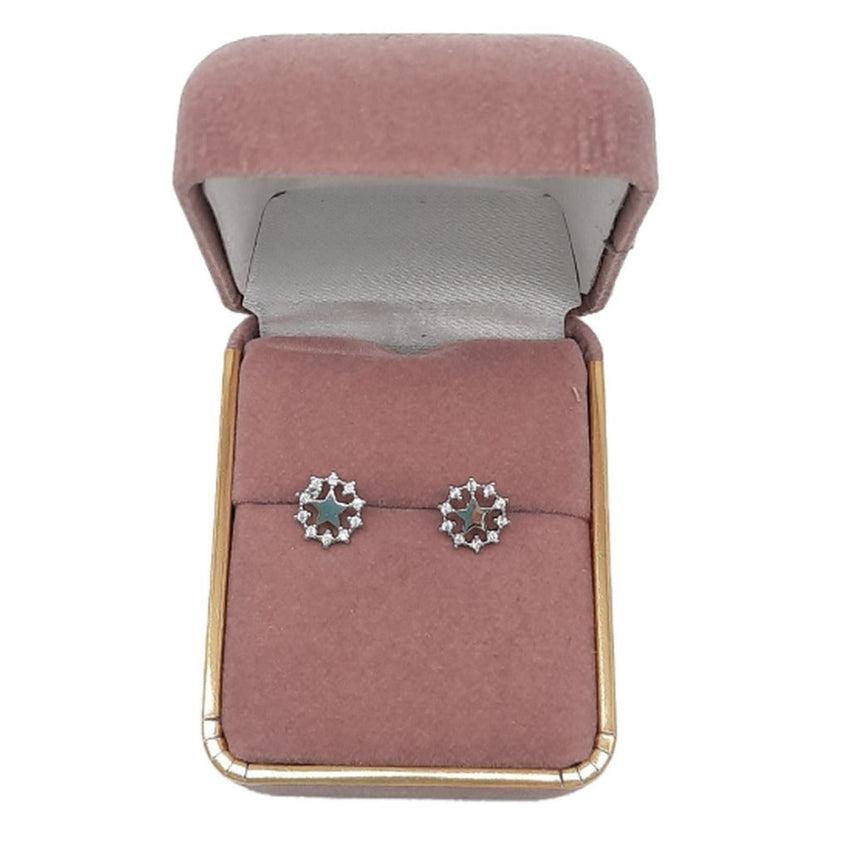 Cubic Zirconia Centre Silver Star Earrings