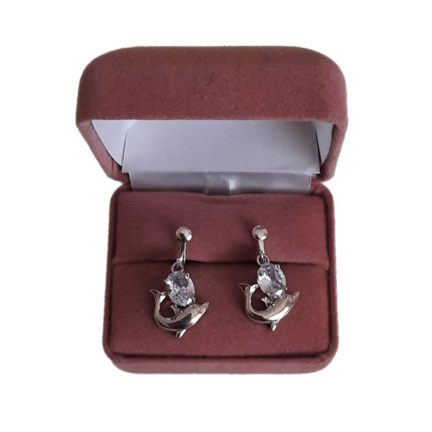 Cubic Zirconia Dolphin Clip On Earrings(2)