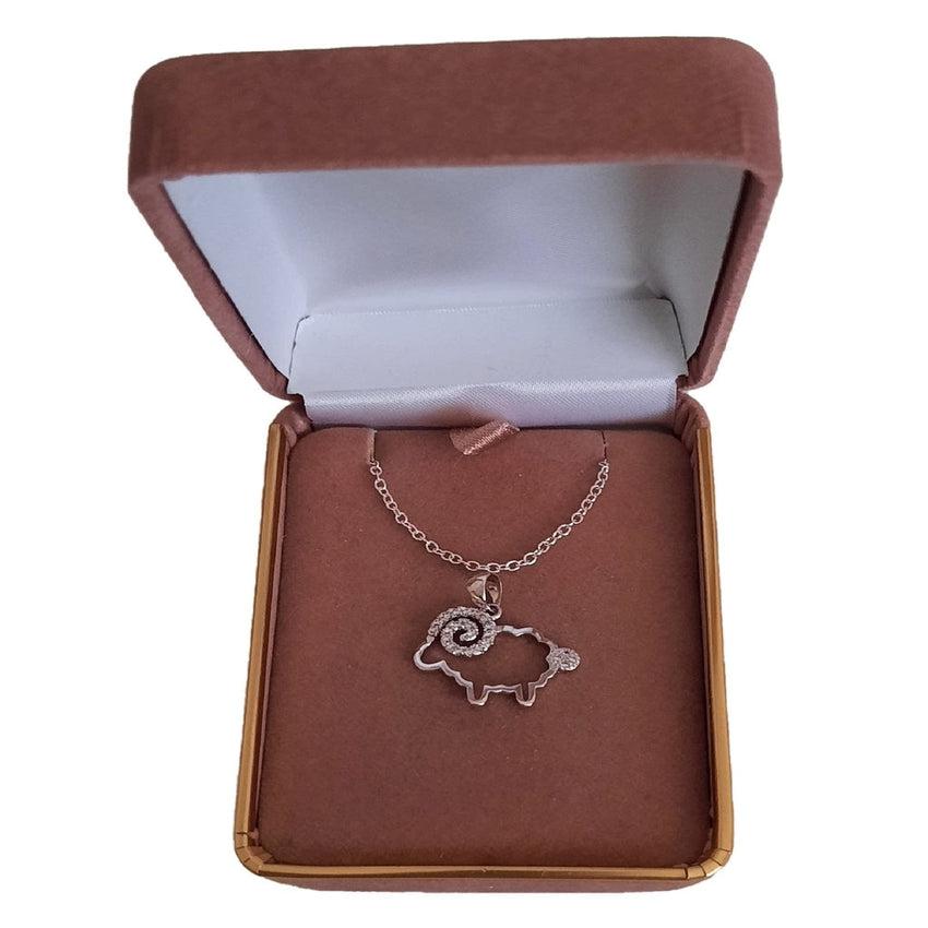 Cubic Zirconia Encrusted Ram Head And Tail Pendant