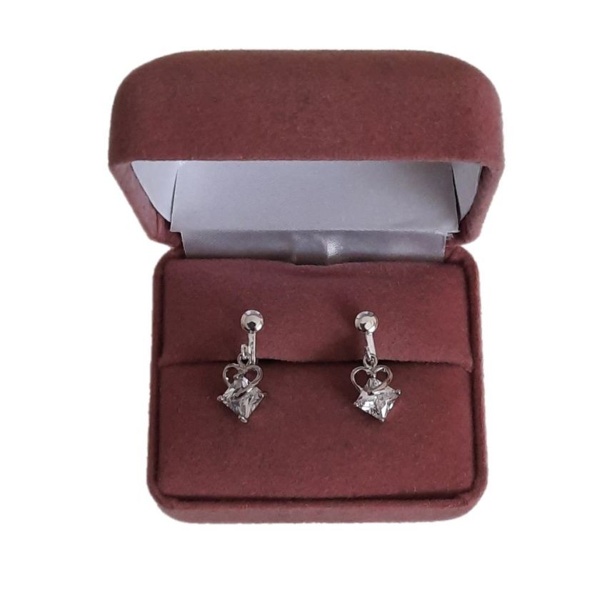 Cubic Zirconia Heart Top Clip On Earrings(2)