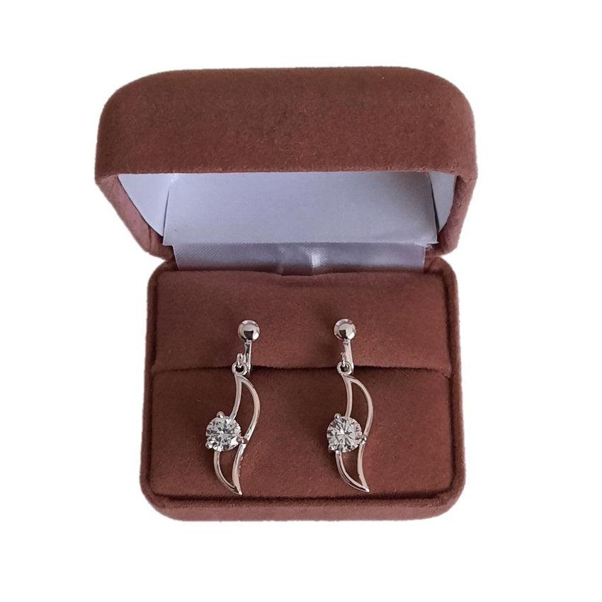 Cubic Zirconia Open Centre Silver Clip On Earrings