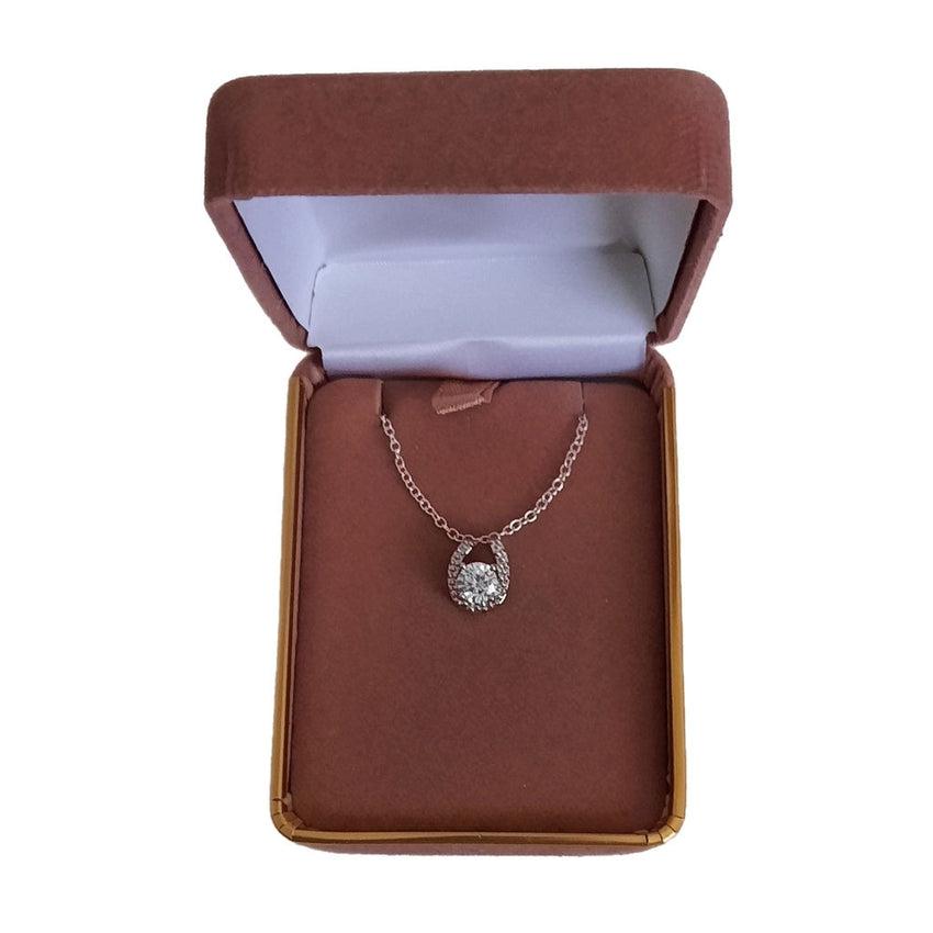 Cubic Zirconia Set Horseshoe Pendant Necklace