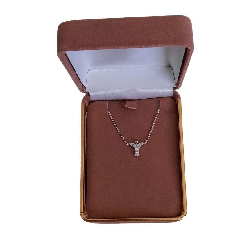 Cubic Zirconia Set Sterling Silver Girls Angel Necklace