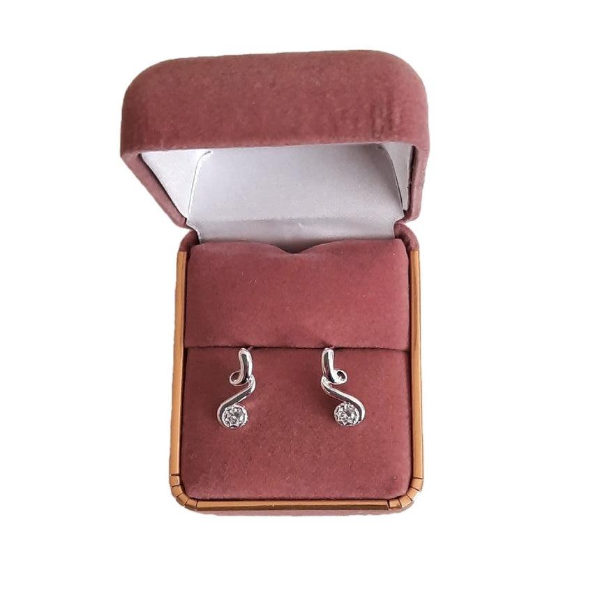 Cubic Zirconia Silver Swirl Earrings