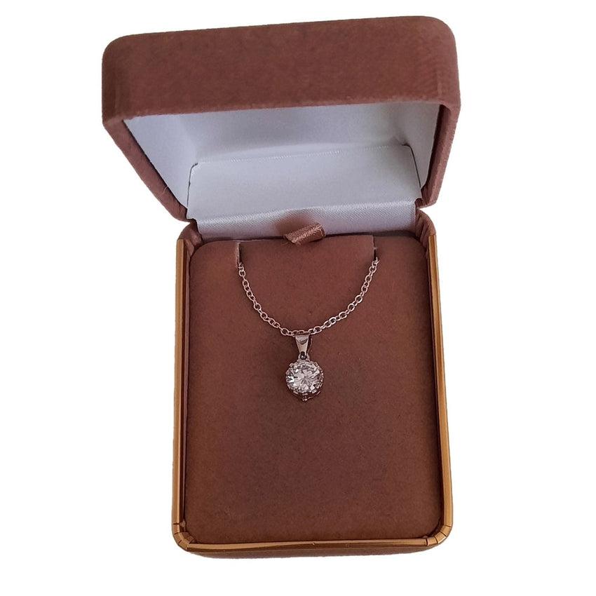 Cubic Zirconia Solitaire Shimmer Solitaire Pendant