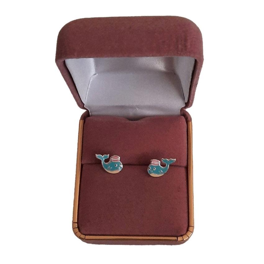 Cute Whale Sterling Silver Childrens Earrings