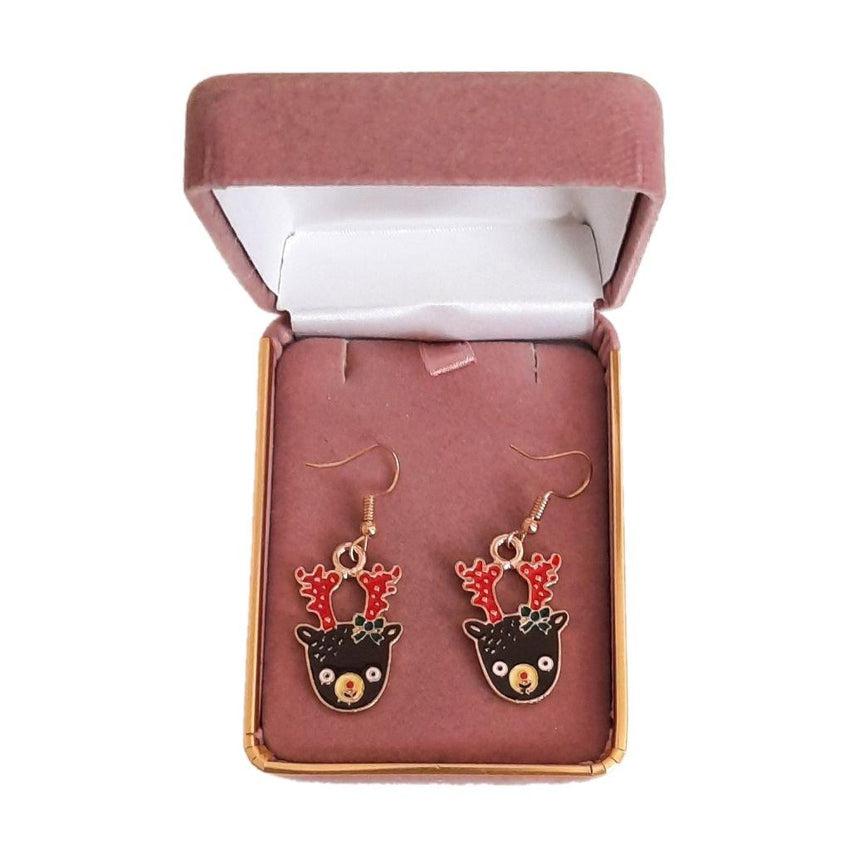 Dangly Christmas Reindeer Earrings