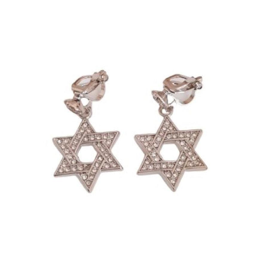 Dangly Crystal Star Clip On Earrings