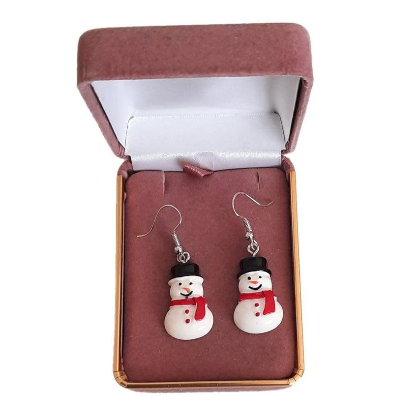 Dangly Traditional Snowman Earrings