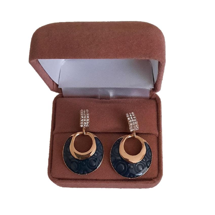 Dark Green Circle Clip On Earrings