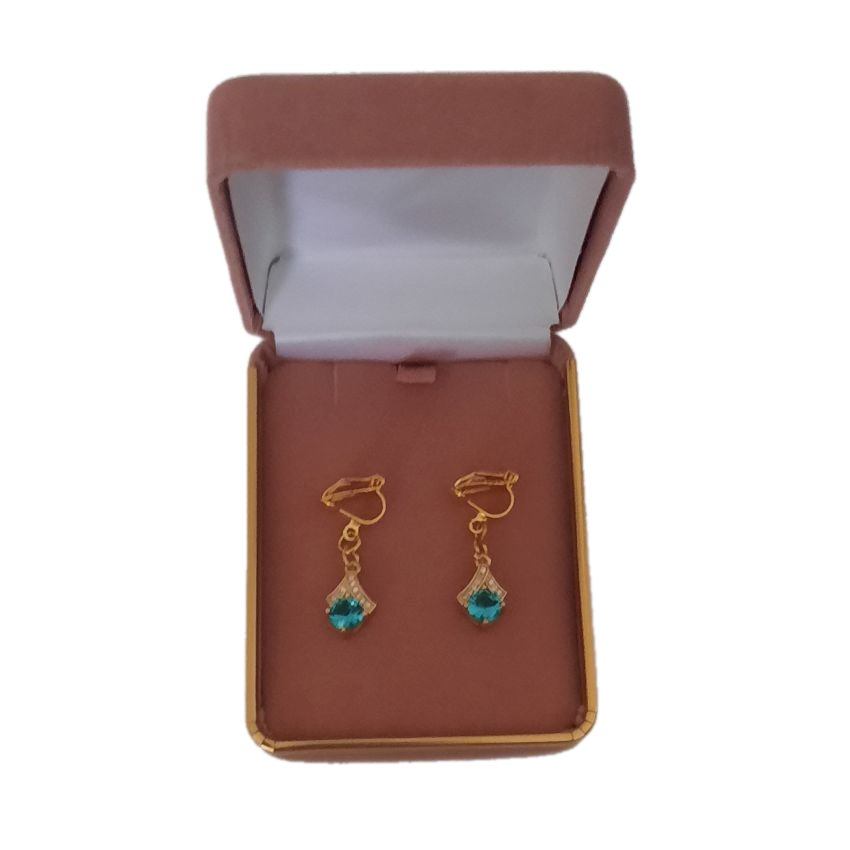 Diamante Arch Mint Green Drop Clip On Earrings(2)
