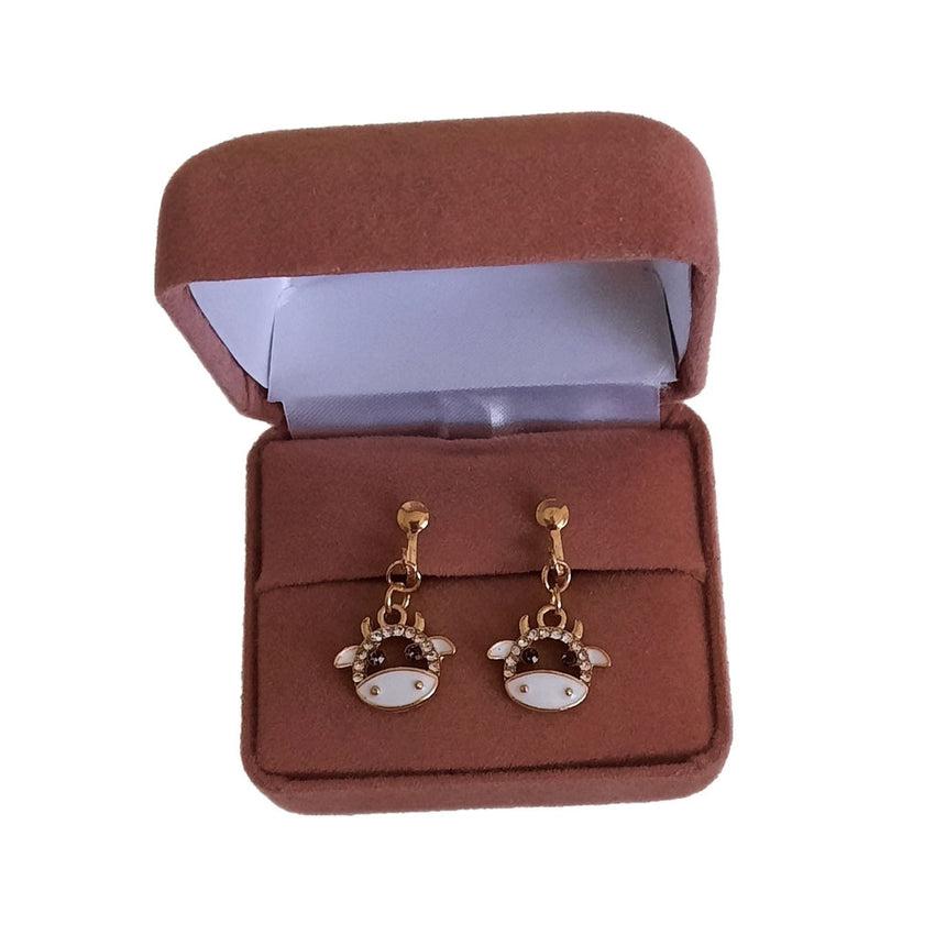 Diamante Cow Kids Clip On Earrings
