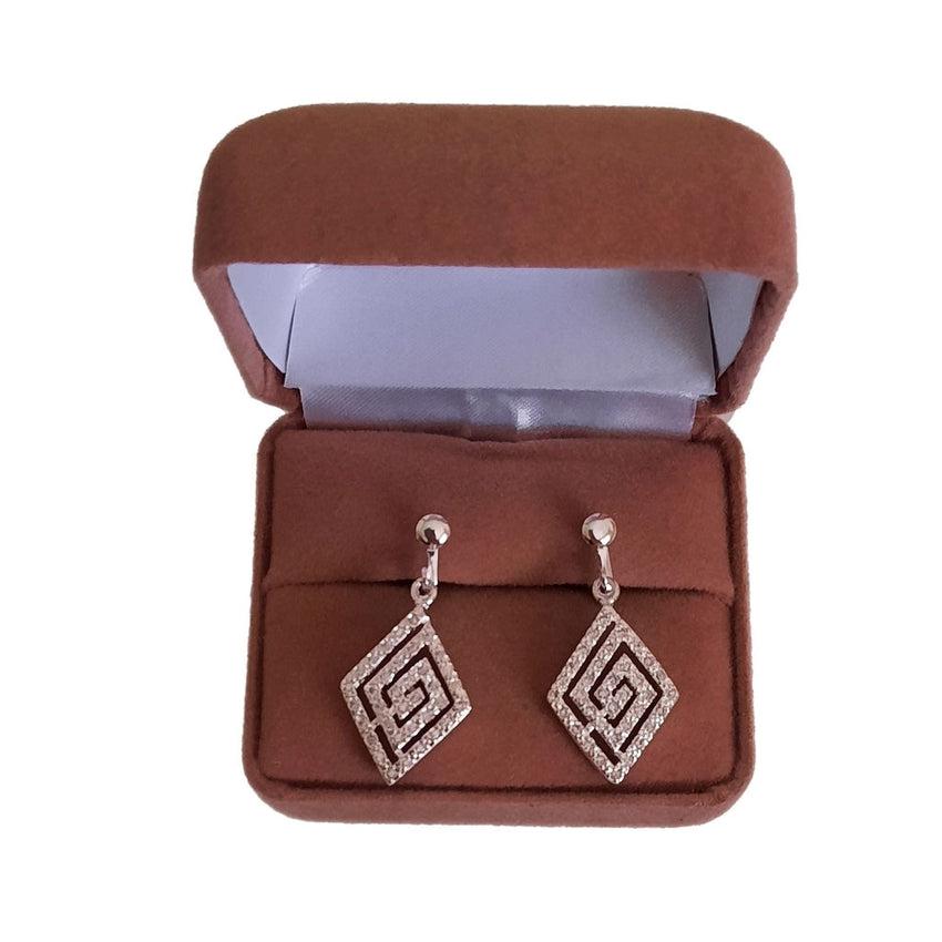 Diamante Diamond Shape Clip On Earrings