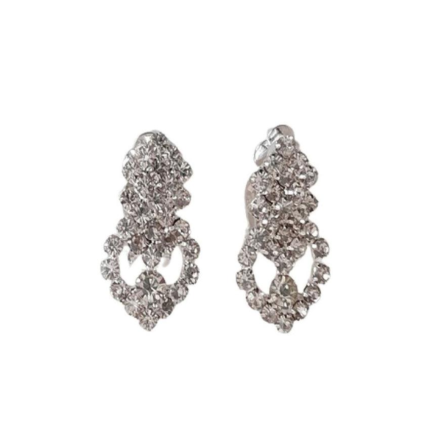 Diamante Drop Stud Clip On Earrings