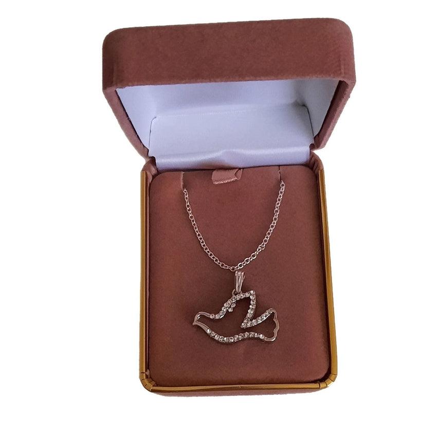 Diamante Edged Rhodium Plated Dove Confirmation Jewellery Necklace