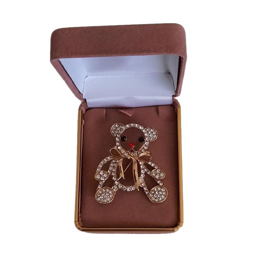 Diamante Teddy Bear Ladies Brooch