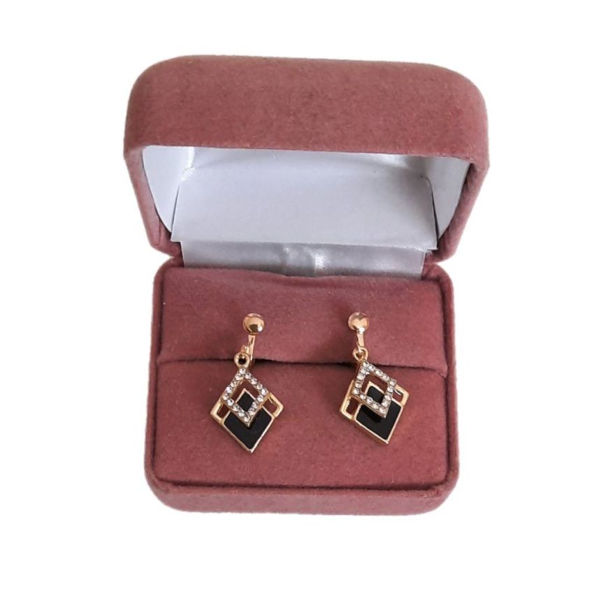 Diamond Shape Crystal Clip On Earrings(2)