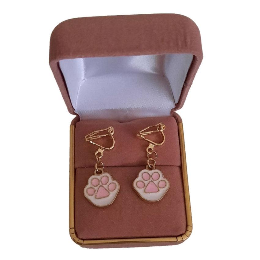 Dog Paw Clip On Earrings