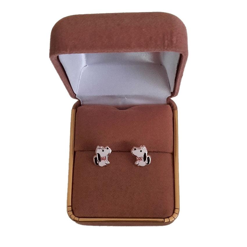 Dog With A Crystal Collar Sterling Silver Earrings