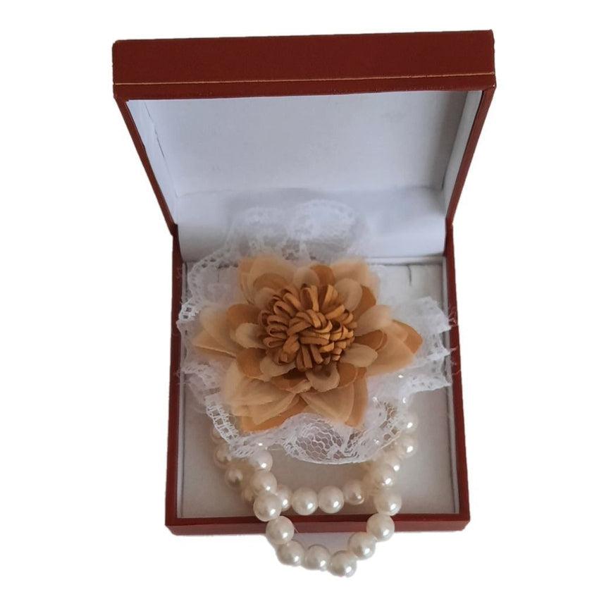 Double Bracelet Amber Flower Wrist Corsage