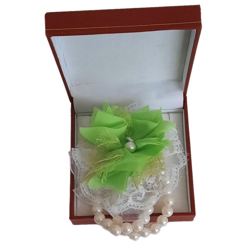Double Bracelet Lime Green Flower Wrist Corsage
