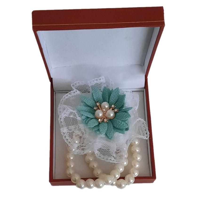Double Bracelet Mint Green Flower Wrist Corsage