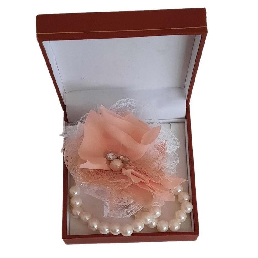 Double Bracelet Peach Flower Wrist Corsage