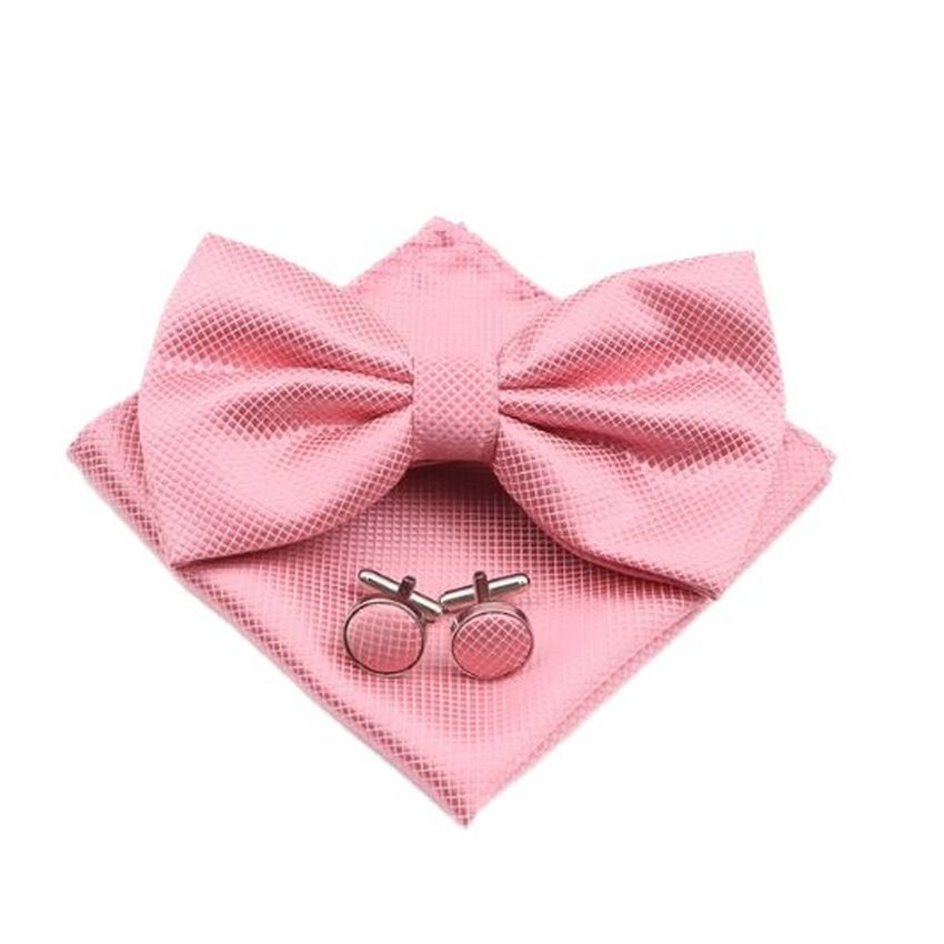 Dusky Pink Cufflinks Bow Tie And Hanky Set