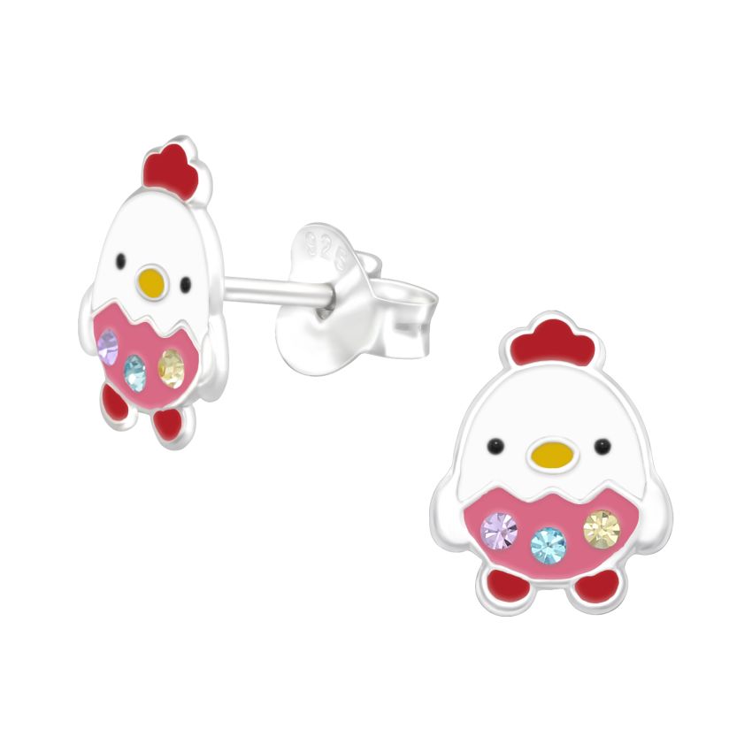 Easter Chick Sterling Silver Childrens Earrings