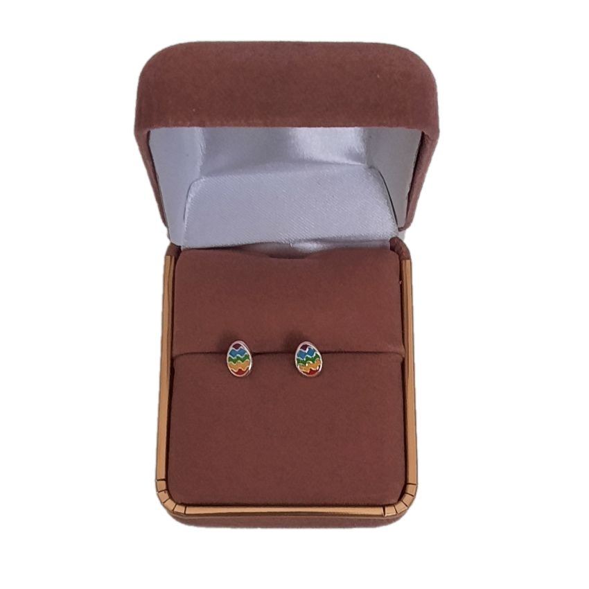 Easter Egg Sterling Silver Childrens Earrings