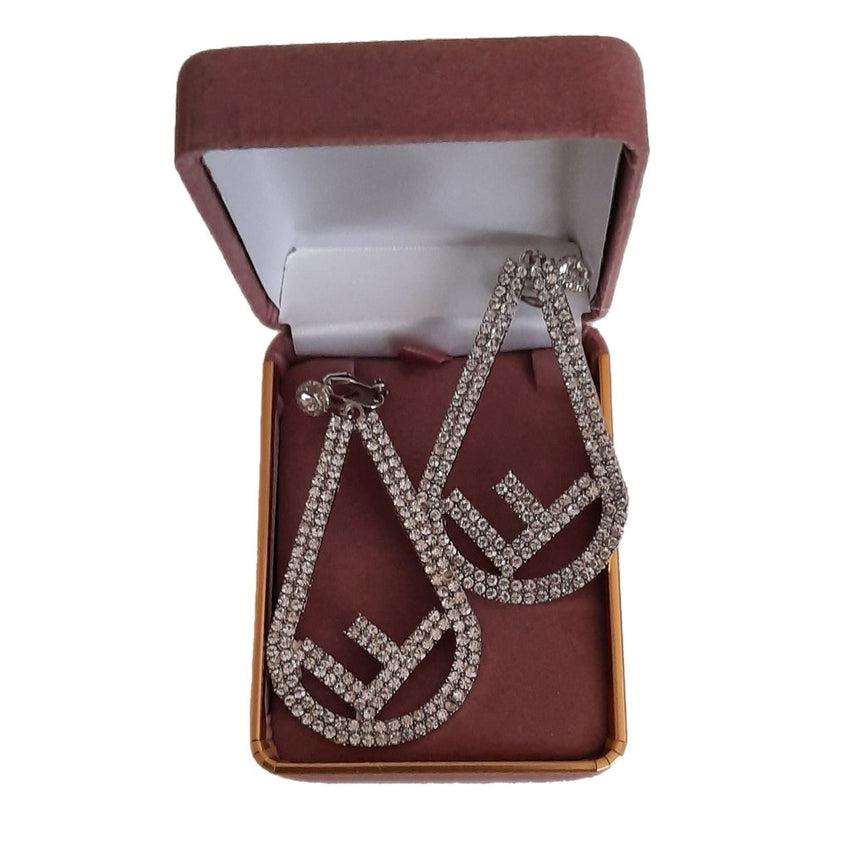 Fancy Bling Diamante And Silver Clip On Earrings