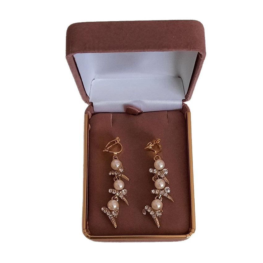 Fancy Diamante And Gold Clip On Earrings