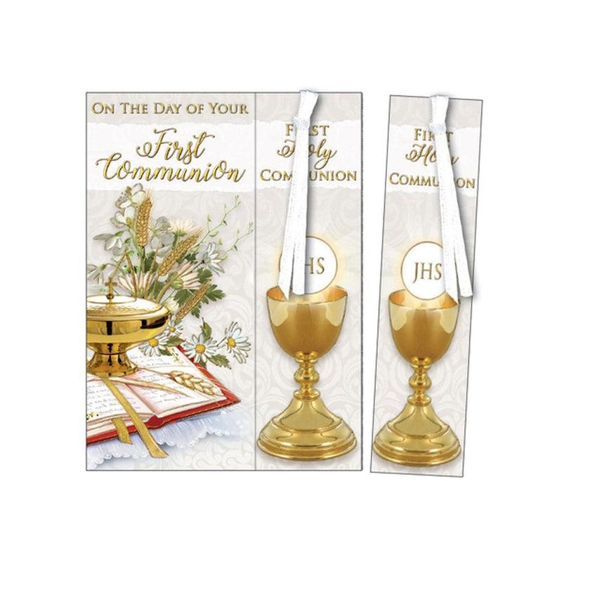 First Communion Card With A Matching Bookmark