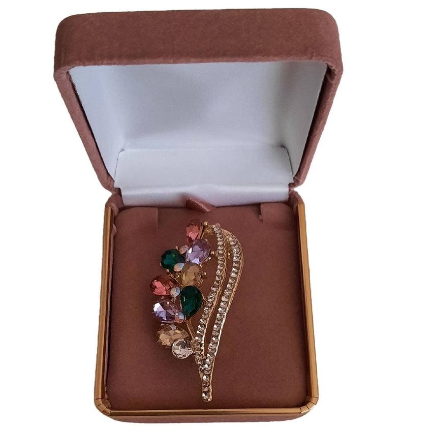Flower Crystal Set Vintage Ladies Brooch