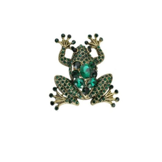 Fun Frog Ladies Green And Gold Brooch