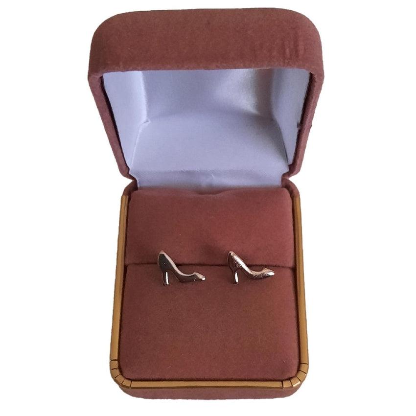 Fun Silver Stiletto Shoe Stud Earrings
