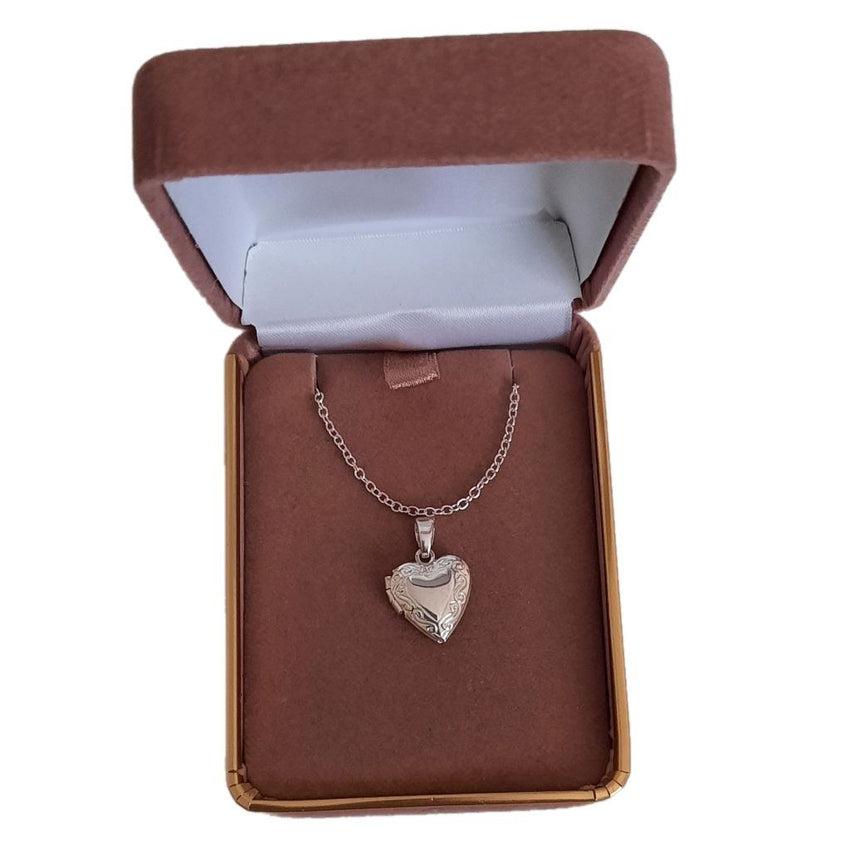 Girls Engraved Edge Small Heart Locket