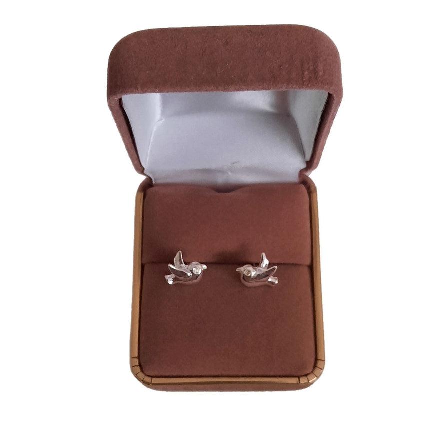 Girls Silver Plated Flying Dove Design Confirmation Earrings