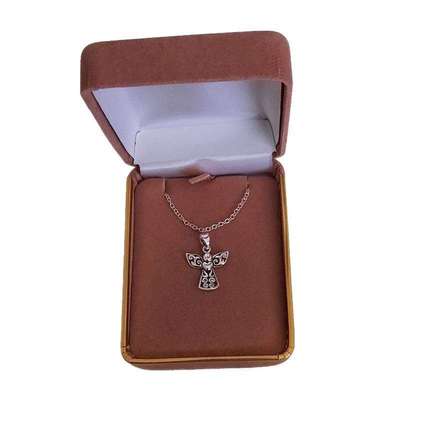 Girls Size Pretty Filigree Sterling Silver Angel Pendant