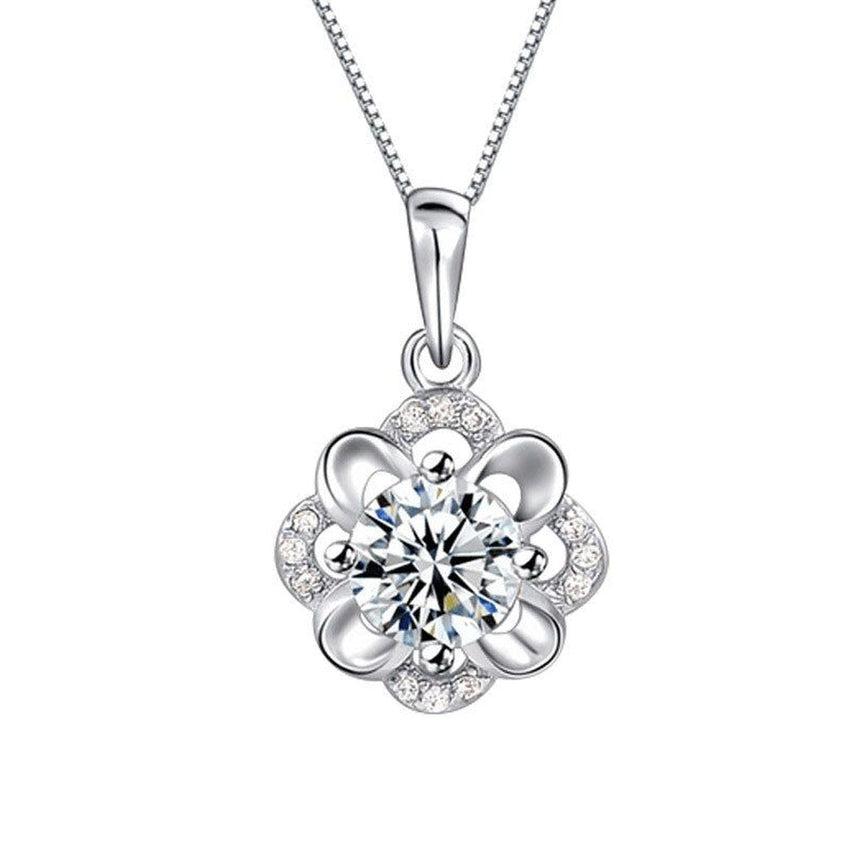 Girls Small Silver Embellished CZ Flower Pendant