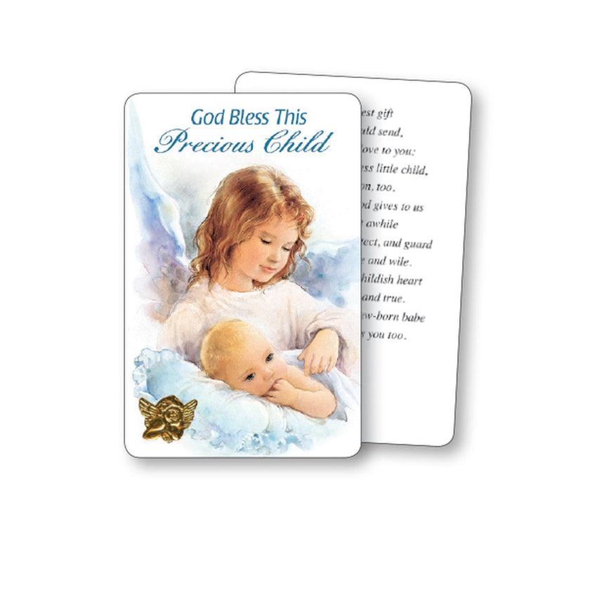 God Bless This Precious Child Boy Prayer Card