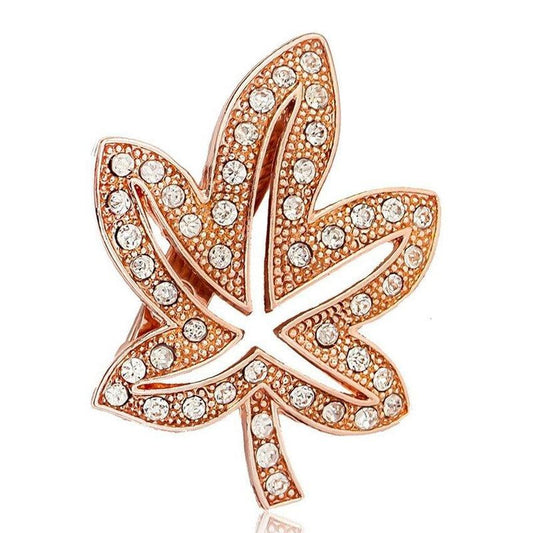 Gold And Crystal Maple Leaf Brooch